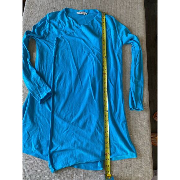 TORY BURCH Cardigan Blue Long Sleeve Open Front Draped Sweater L - Picture 5 of 12